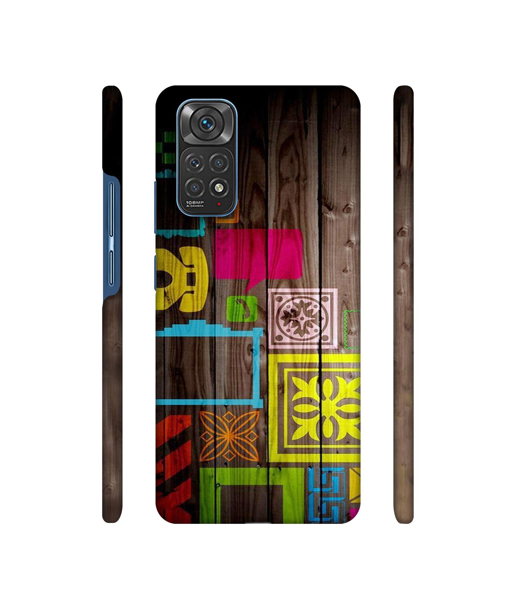 Stamps on Wooden Texture Designer Hard Back Cover for Mi Redmi Note 11 4G / Redmi Note 11S 4G