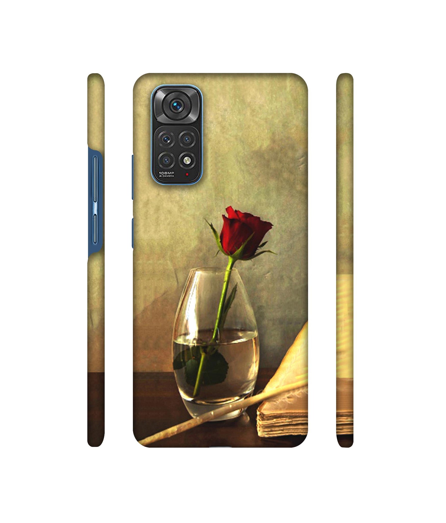 Red Rose in Glass Designer Hard Back Cover for Mi Redmi Note 11 4G / Redmi Note 11S 4G