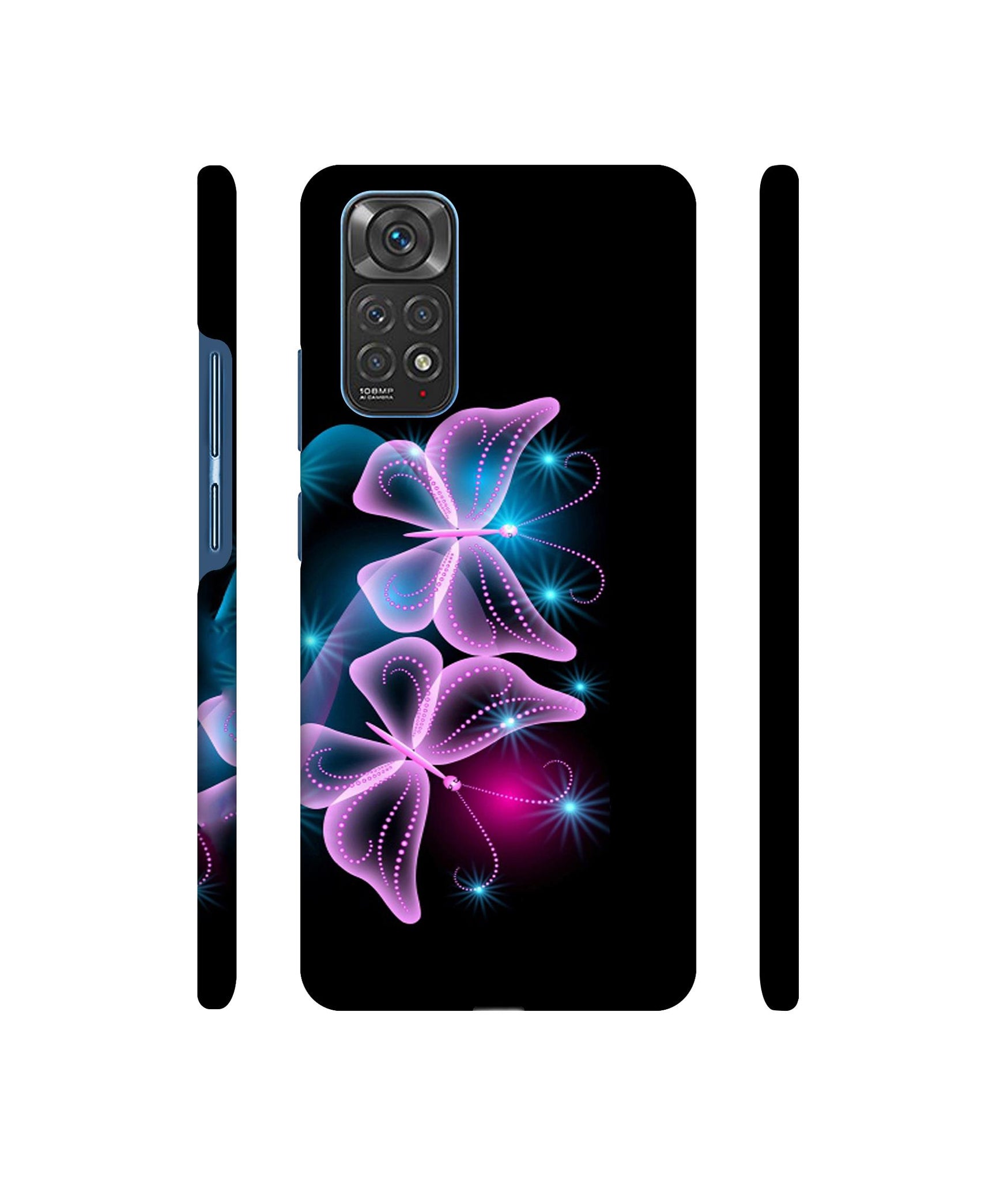 Butterflies Neon Light Designer Hard Back Cover for Mi Redmi Note 11 4G / Redmi Note 11S 4G