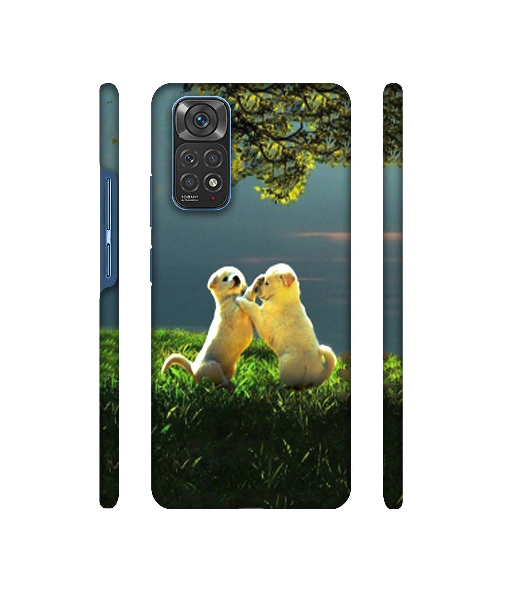 Puppy Couple Play Kids Nature Designer Hard Back Cover for Mi Redmi Note 11 4G / Redmi Note 11S 4G