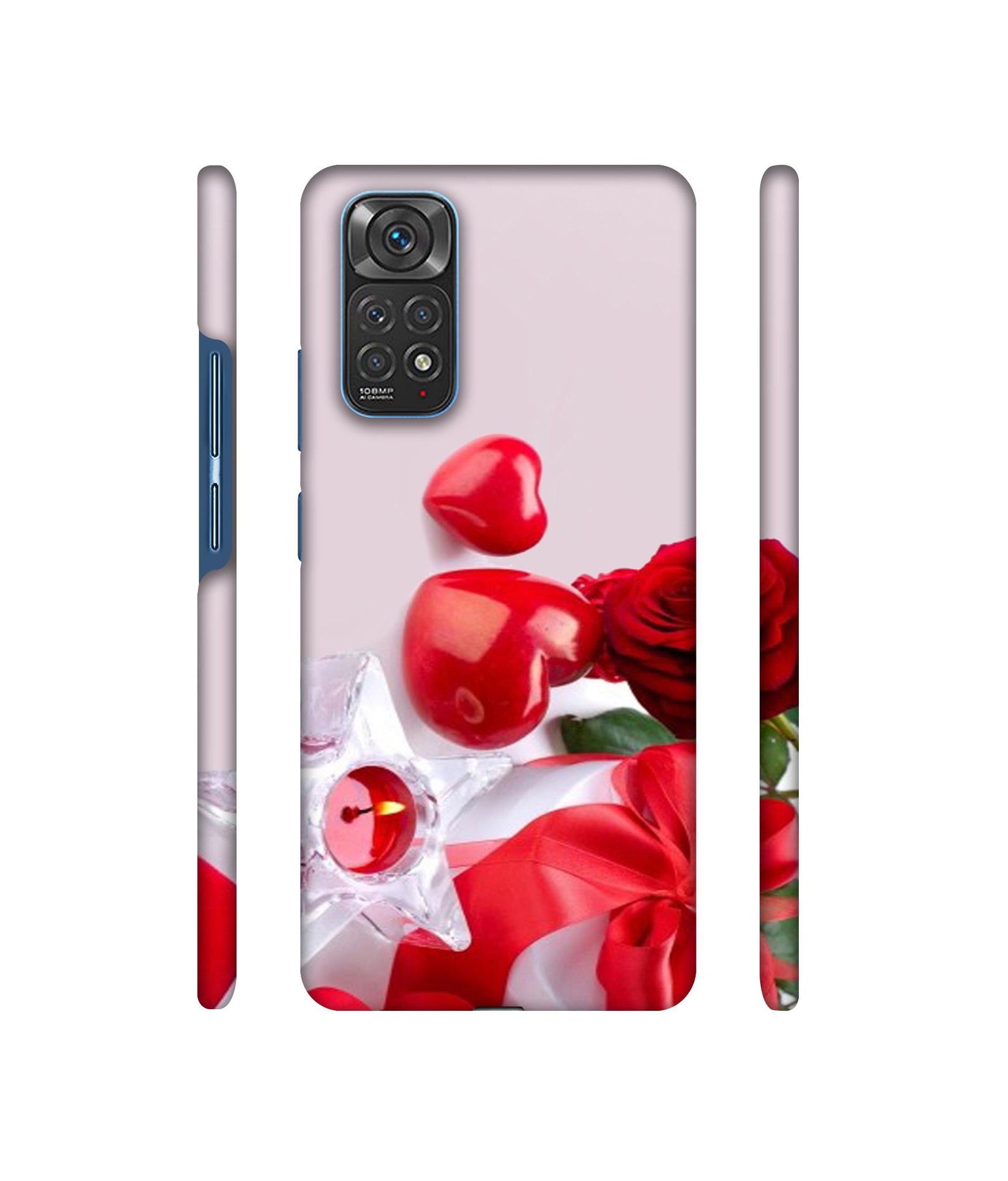 Red Rose Heart Valentines Couple Designer Hard Back Cover for Mi Redmi Note 11 4G / Redmi Note 11S 4G