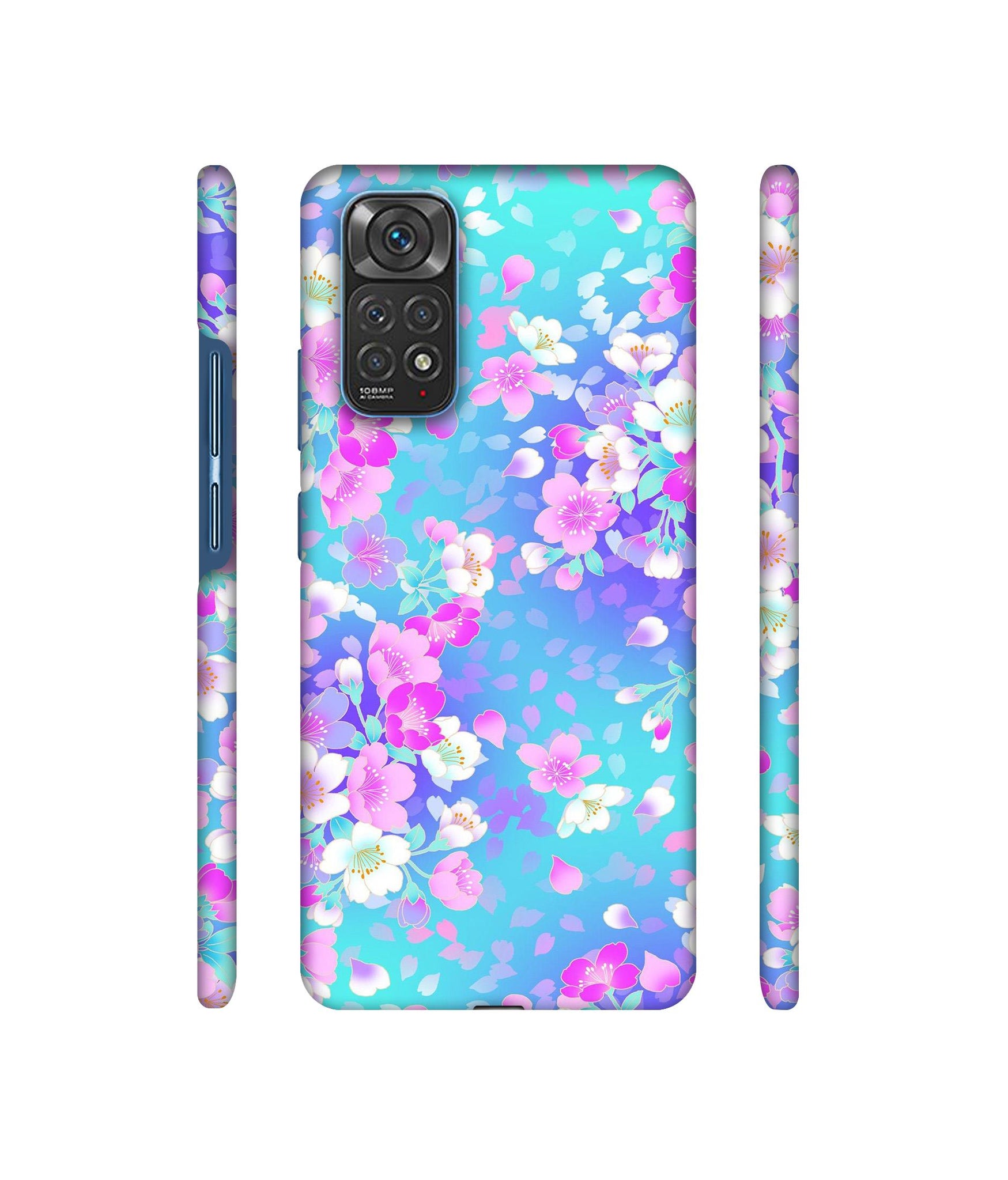 Floral Blue Pattern Designer Hard Back Cover for Mi Redmi Note 11 4G / Redmi Note 11S 4G