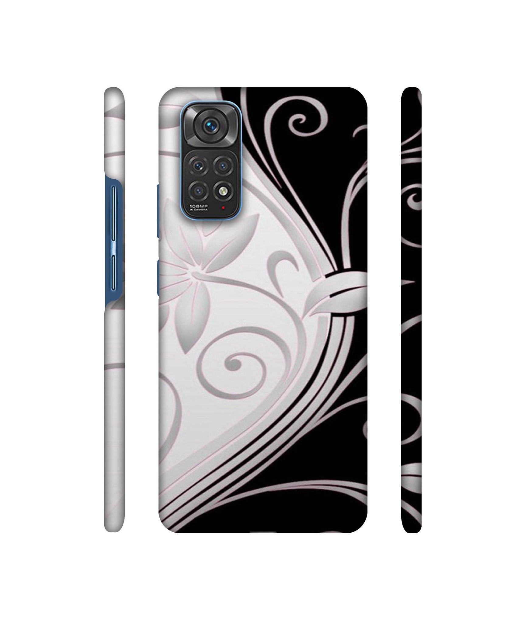 Black And White Flower Designer Hard Back Cover for Mi Redmi Note 11 4G / Redmi Note 11S 4G