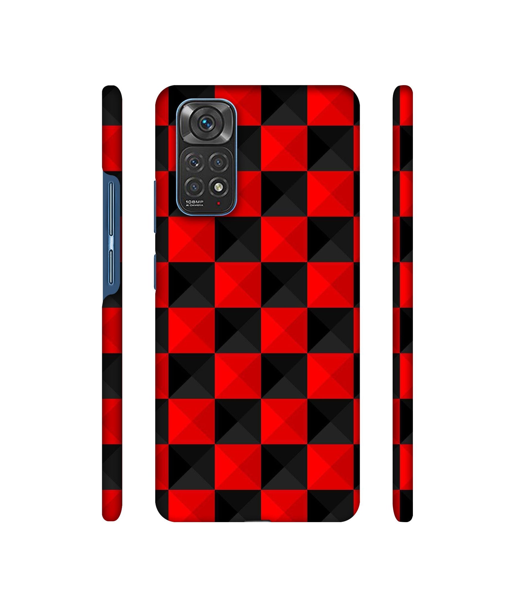 Red N Black Cubes Designer Hard Back Cover for Mi Redmi Note 11 4G / Redmi Note 11S 4G
