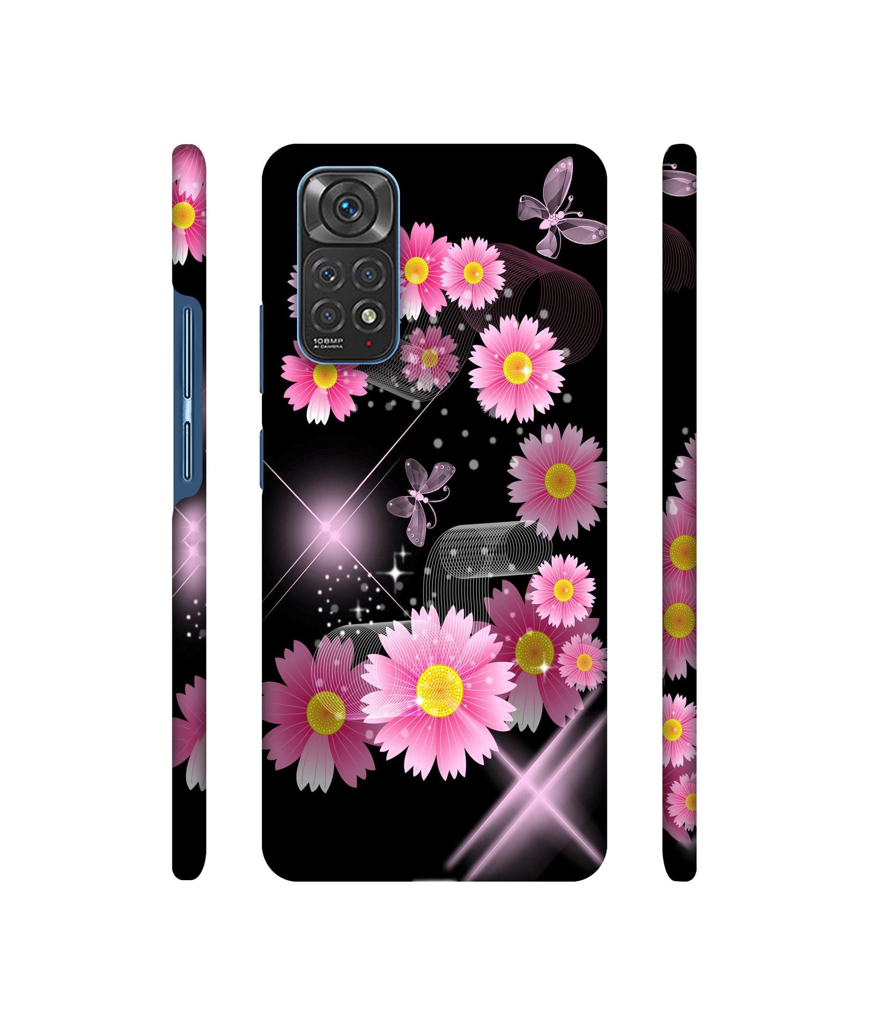 Pink Flower Designer Hard Back Cover for Mi Redmi Note 11 4G / Redmi Note 11S 4G