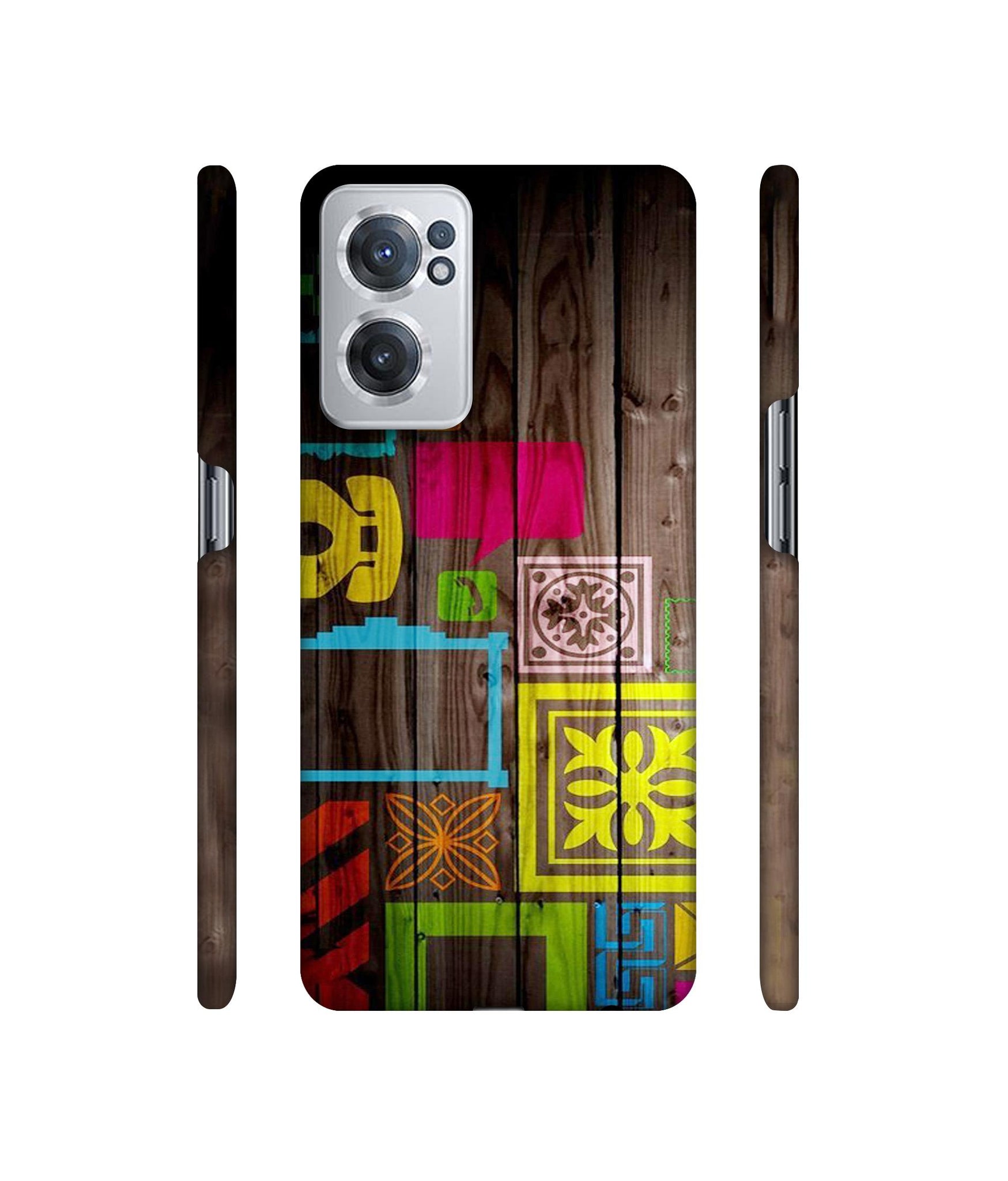 Stamps on Wooden Texture Designer Hard Back Cover for OnePlus Nord CE 2 5G