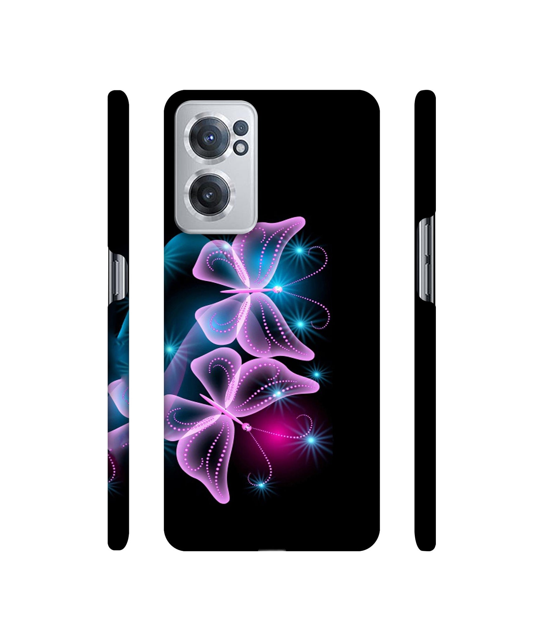 Butterflies Neon Light Designer Hard Back Cover for OnePlus Nord CE 2 5G