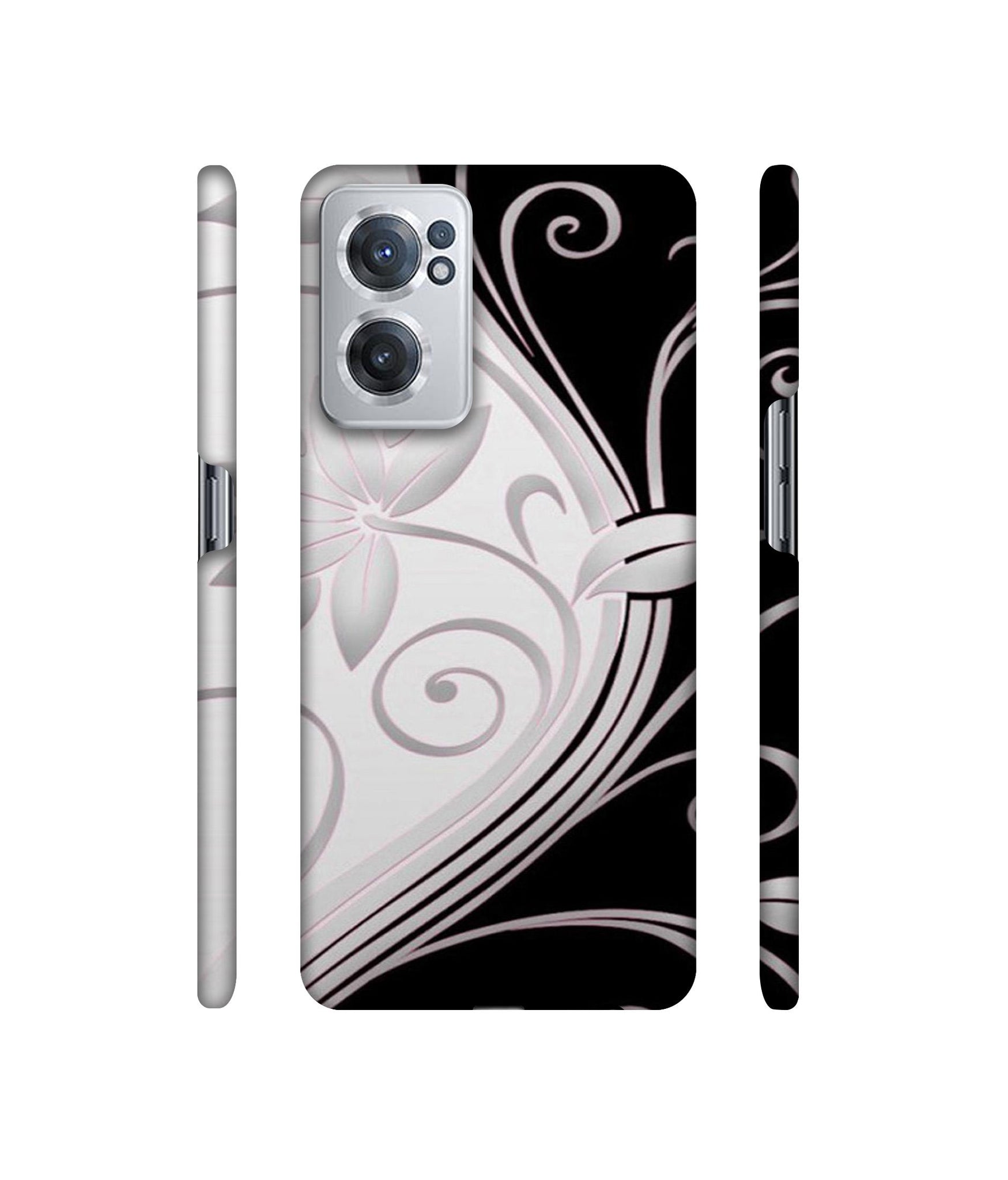 Black And White Flower Designer Hard Back Cover for OnePlus Nord CE 2 5G