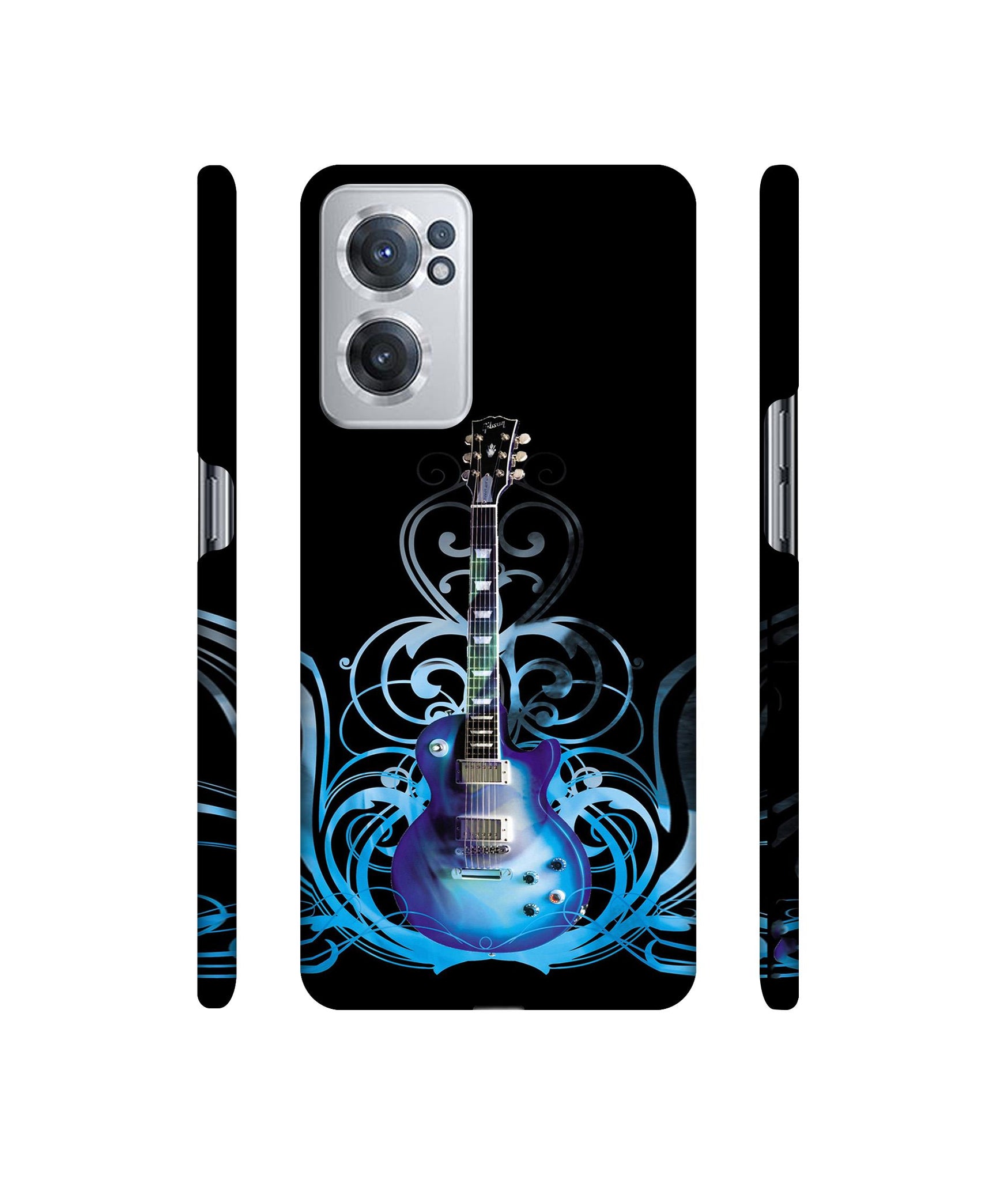 Guitar In Blue Pattern Designer Hard Back Cover for OnePlus Nord CE 2 5G