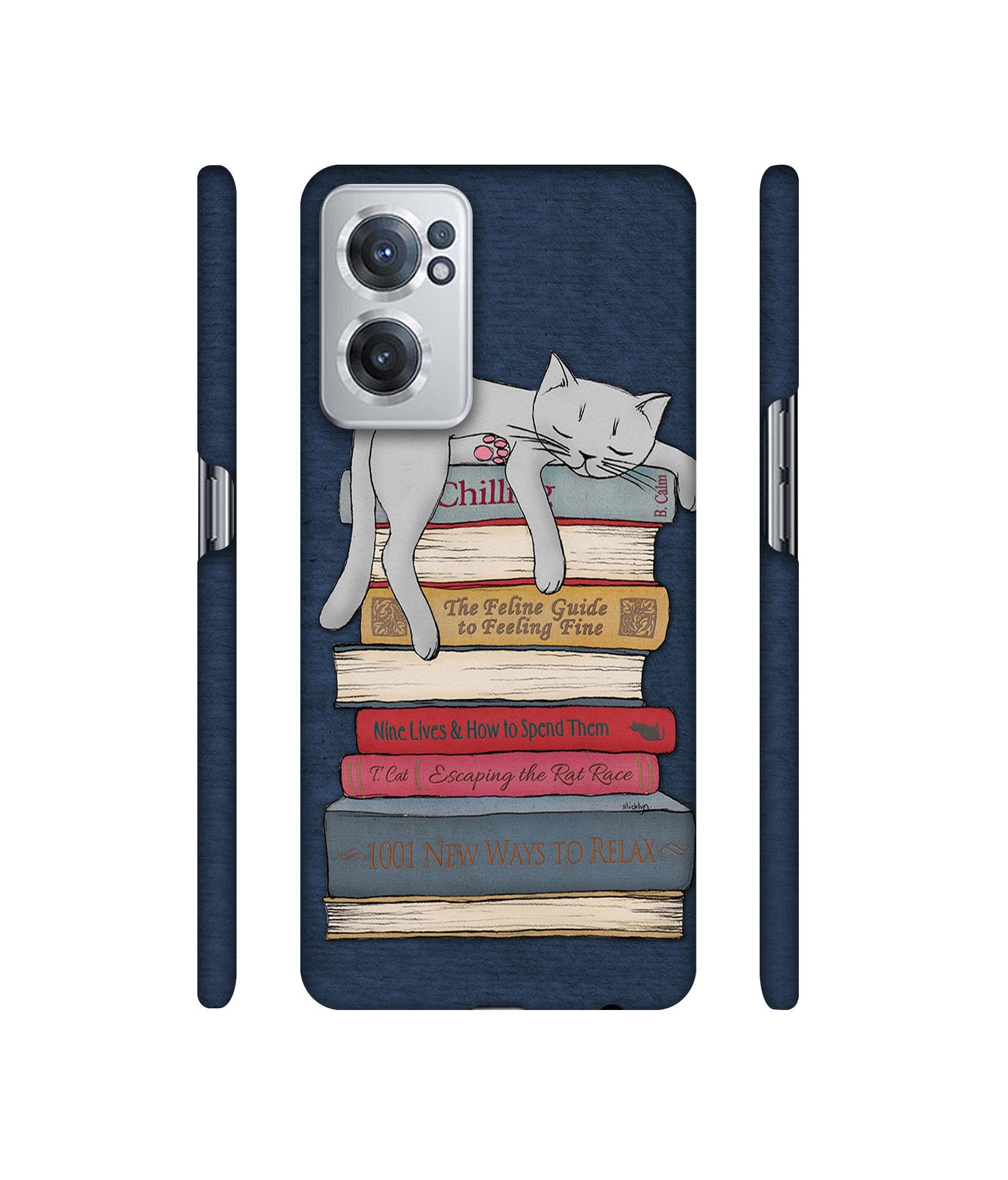 Cat Sleeping On The Books Designer Hard Back Cover for OnePlus Nord CE 2 5G
